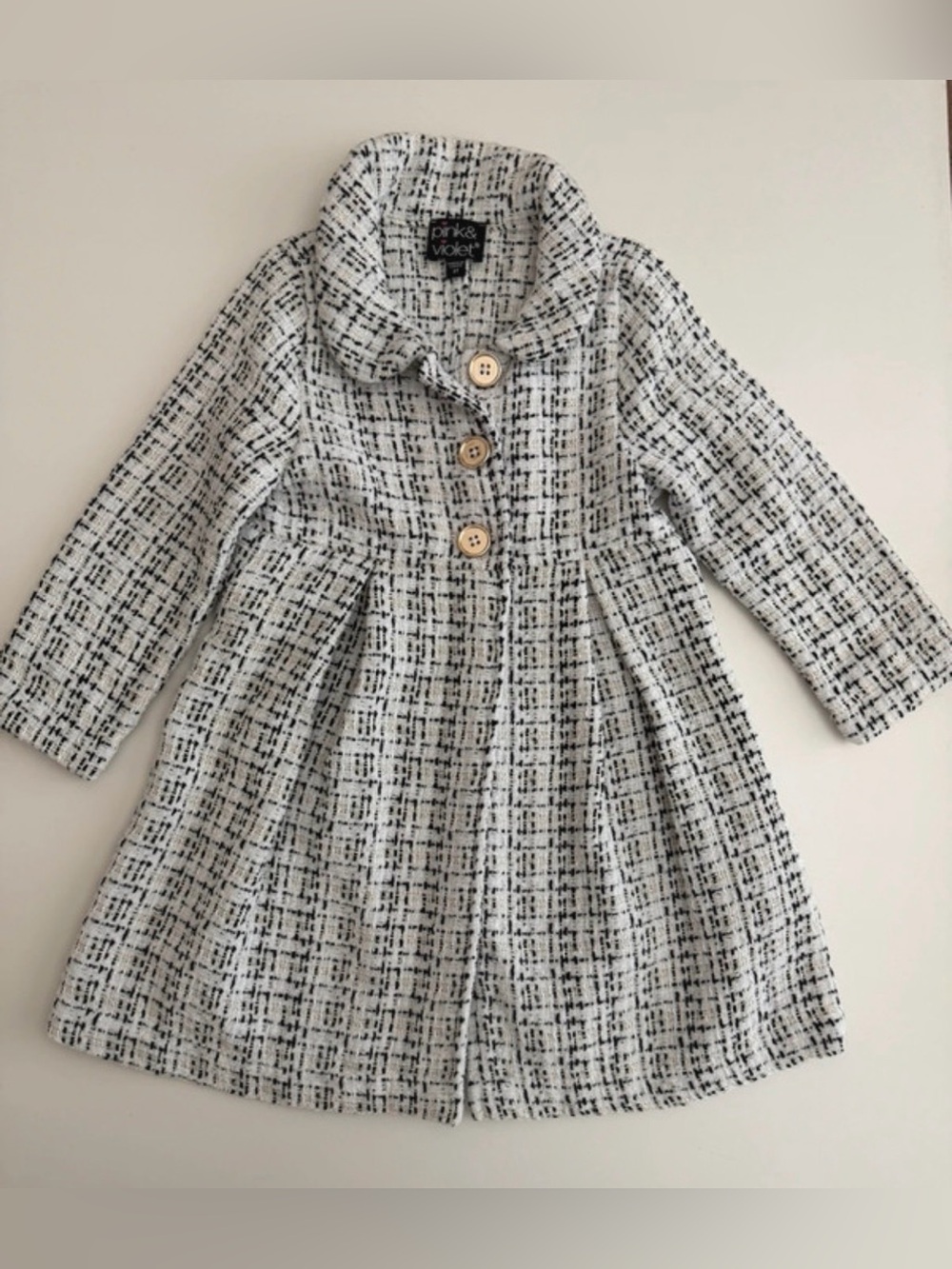 Pink & Violet 3T Tweed Style Jacket: Black, White, Gold